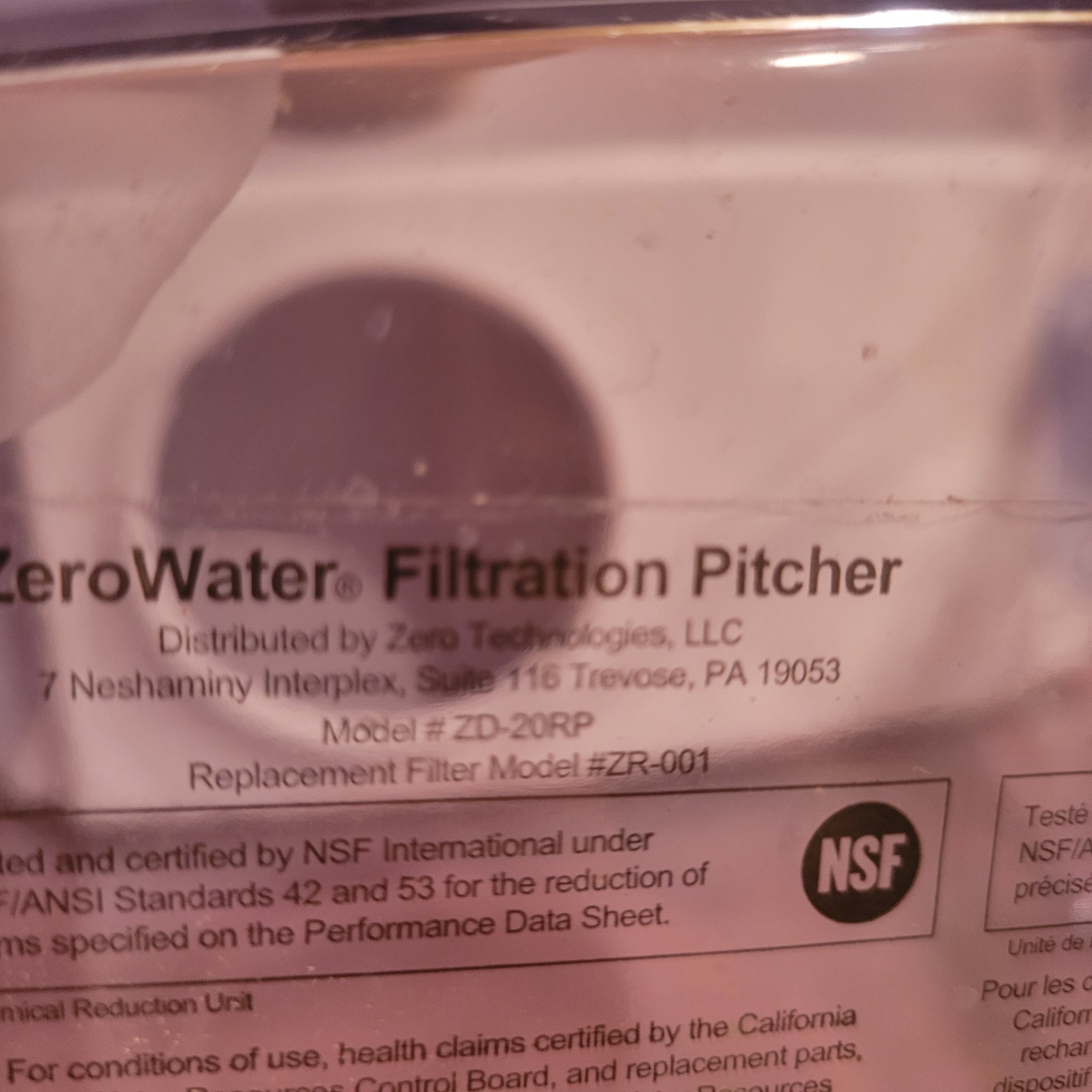 Zero Water Filtration Pitcher Only Dispenser Filtered Health Wellness No Filter