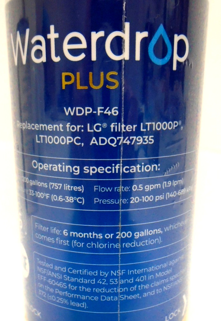 Waterdrop Plus WDP-F46 Refrigerator Water Filter For Select LG Kenmore NWOB