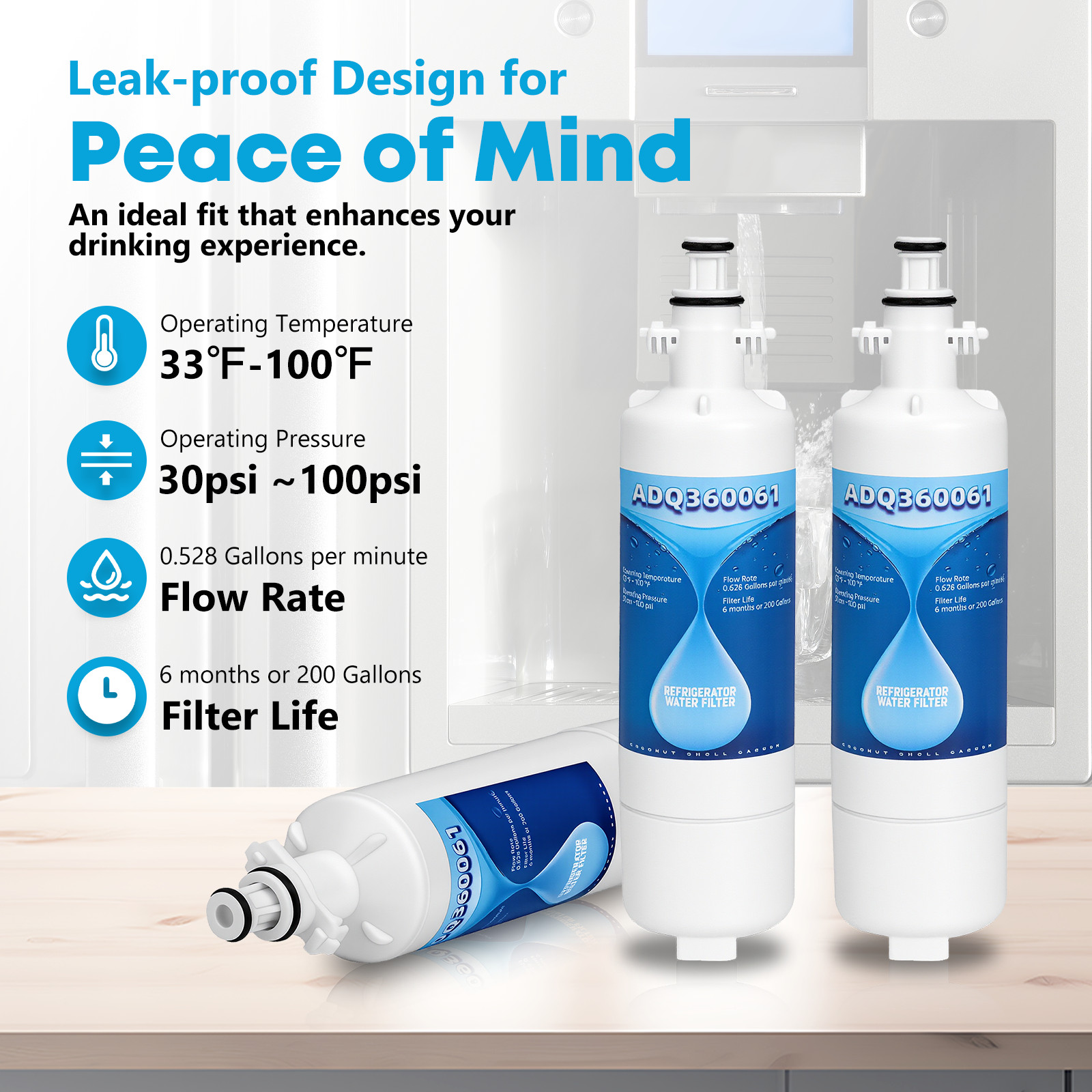 ADQ36006101-2andLT120F-3 Replacement for LG LT700P Refrigerator Water Filter