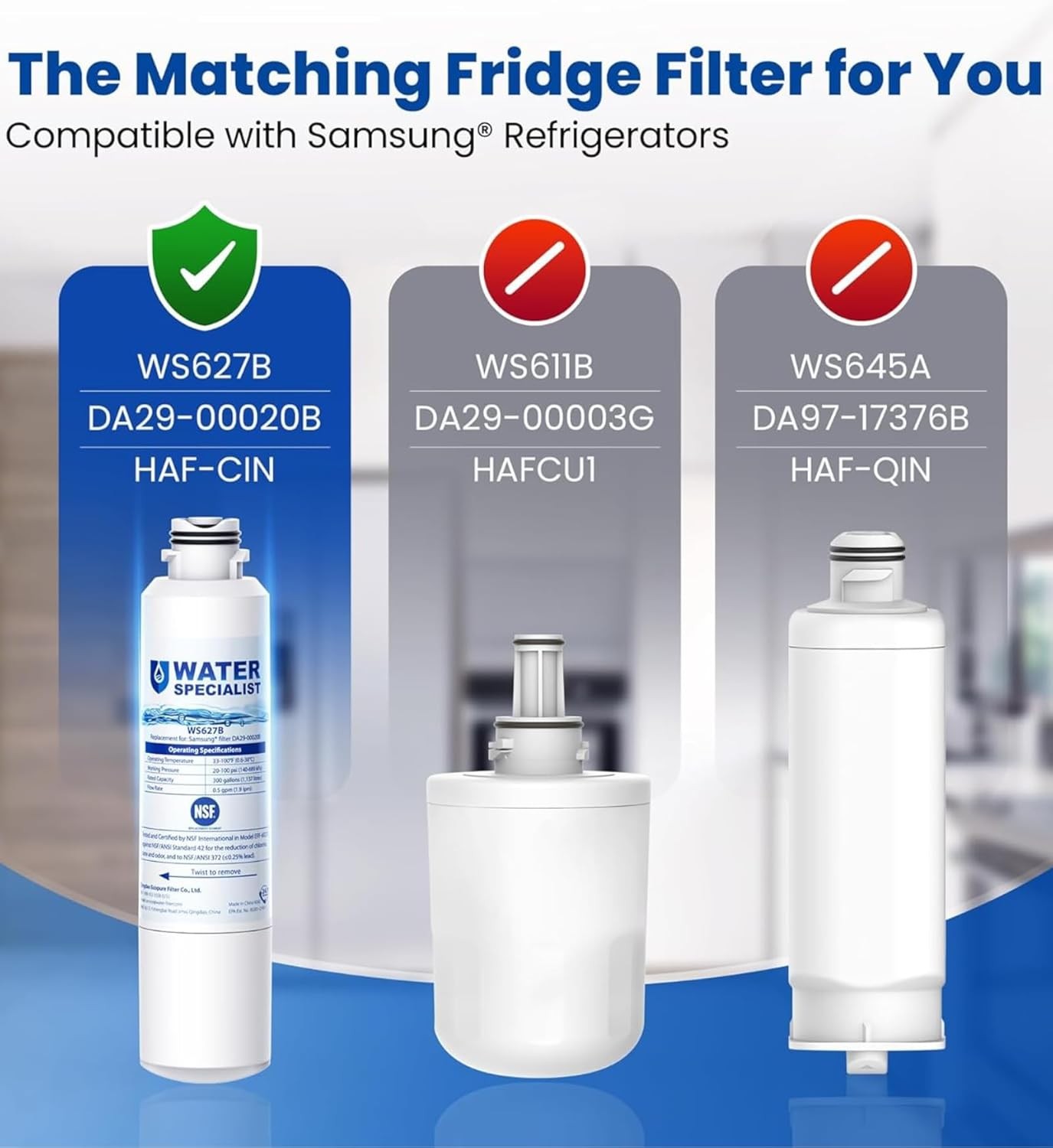 Waterspecialist DA29-00020B Refrigerator Water Filter, Replacement for Samsung