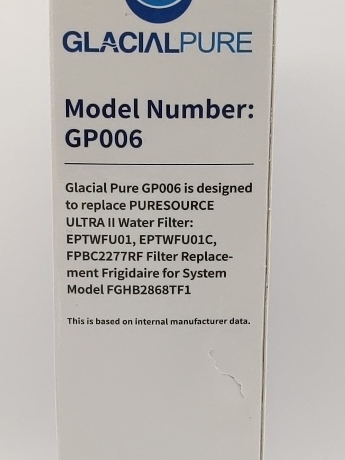 Glacial Pure GP006 Replacement Water Filter EPTWFUO1 NIB *SEE DESCRIPTION