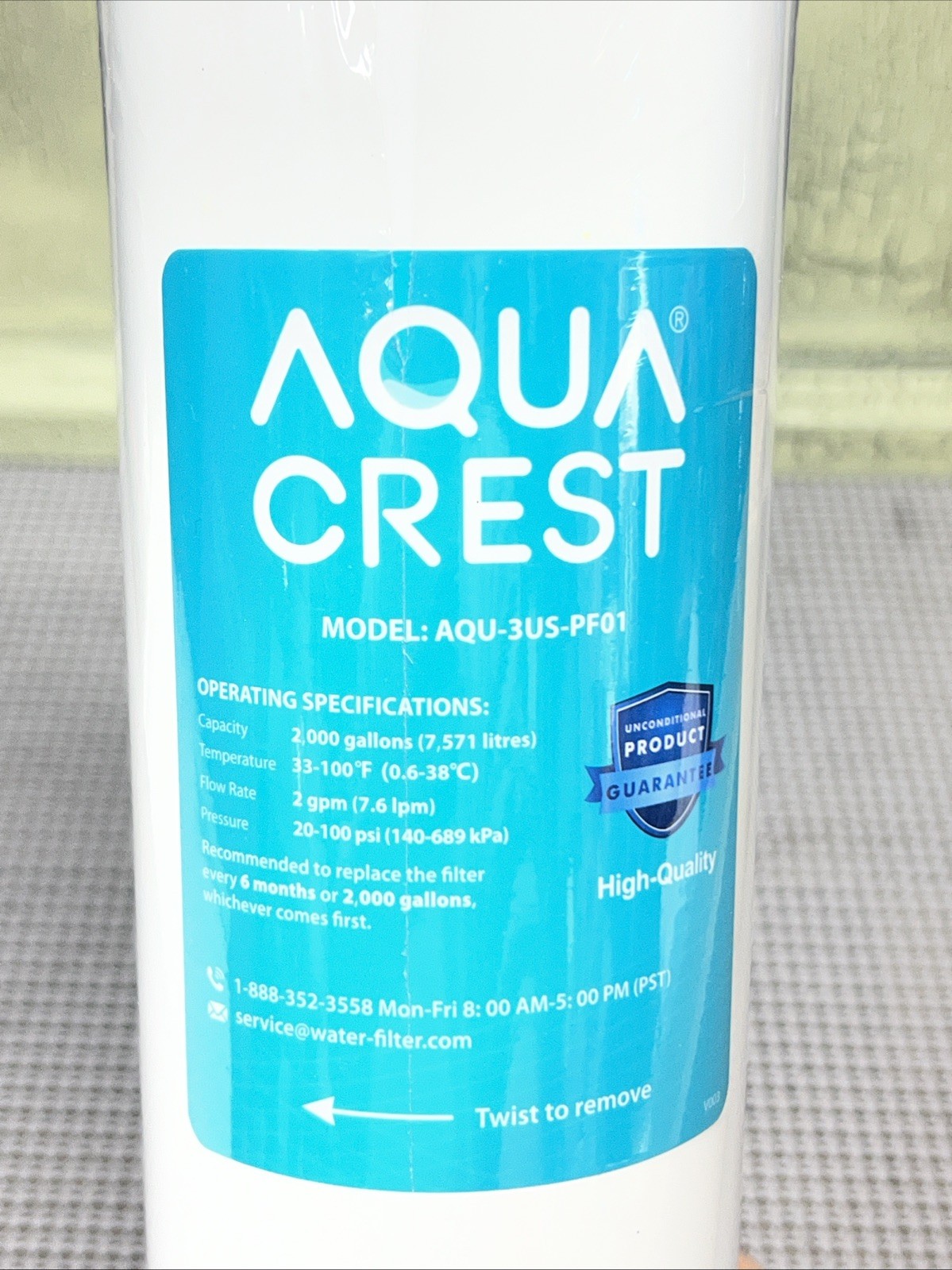 AQUA CREST 3US-PF01 Under Sink Water Filter, Replacement for 3US-MAX-F01H, (1)