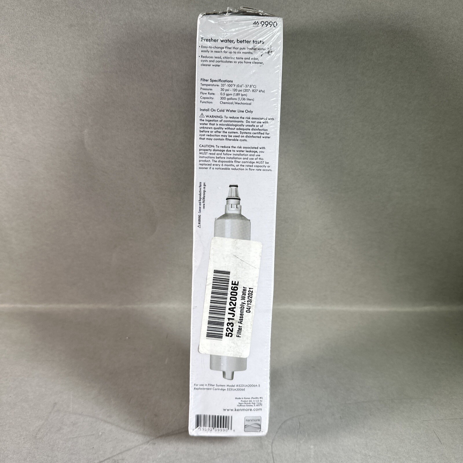 New Kenmore OEM Clear 46-9990 Premium Refrigerator Filter Sealed 469990 9990 NIB