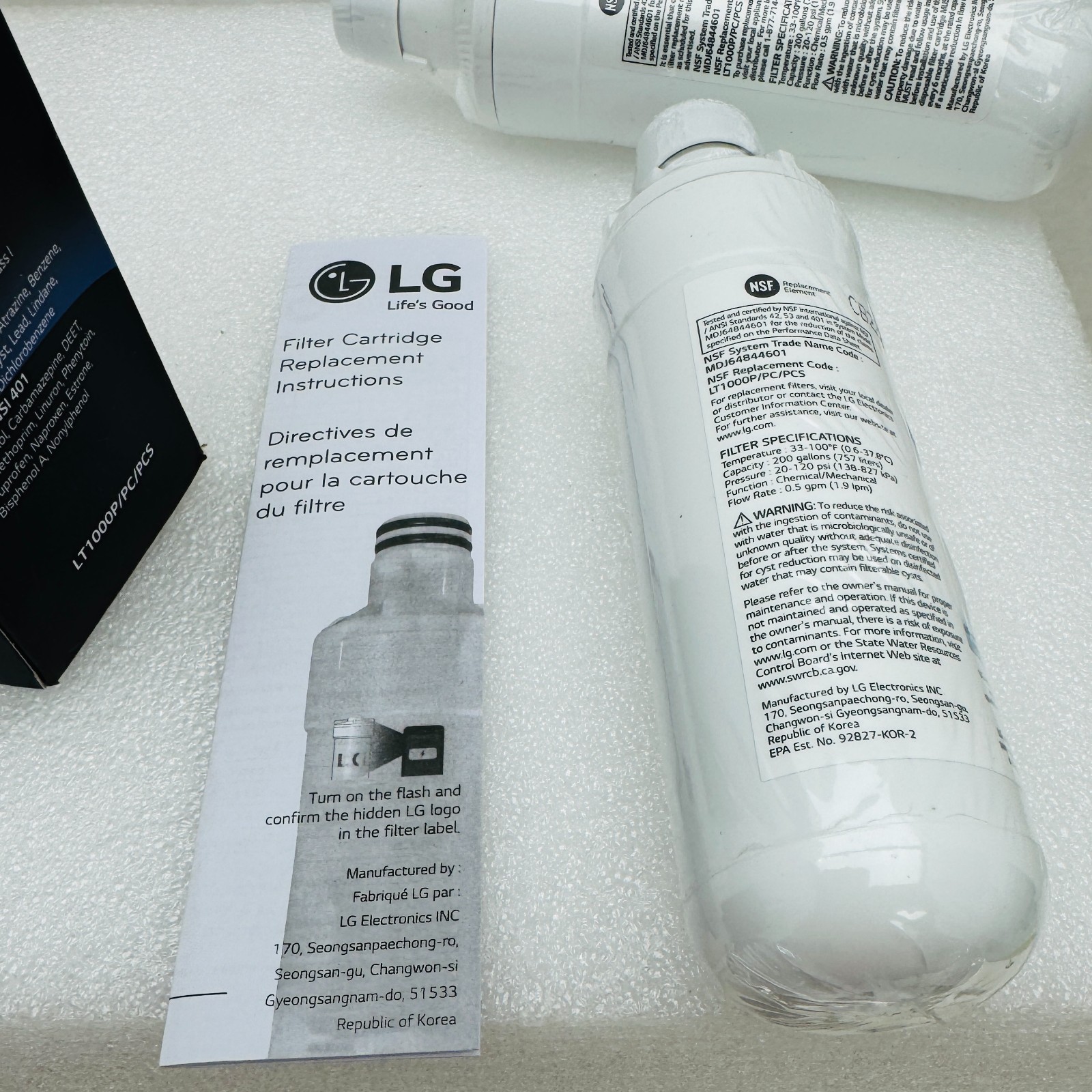 2Pk LG LT1000P/PC/PCS 6mo Refrigerator Water Filter Replacement Cartridge OEM