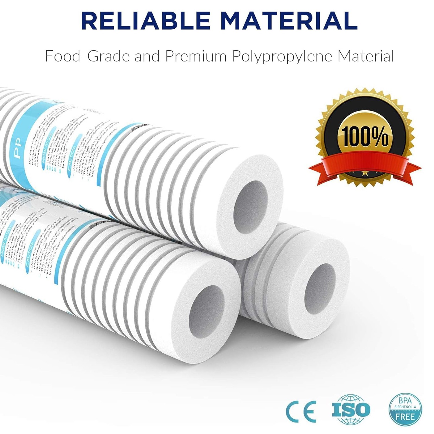 1-4PK 0.5/1/5 Micron 10×2.5″ Grooved Sediment Water Filter Whole House Cartridge