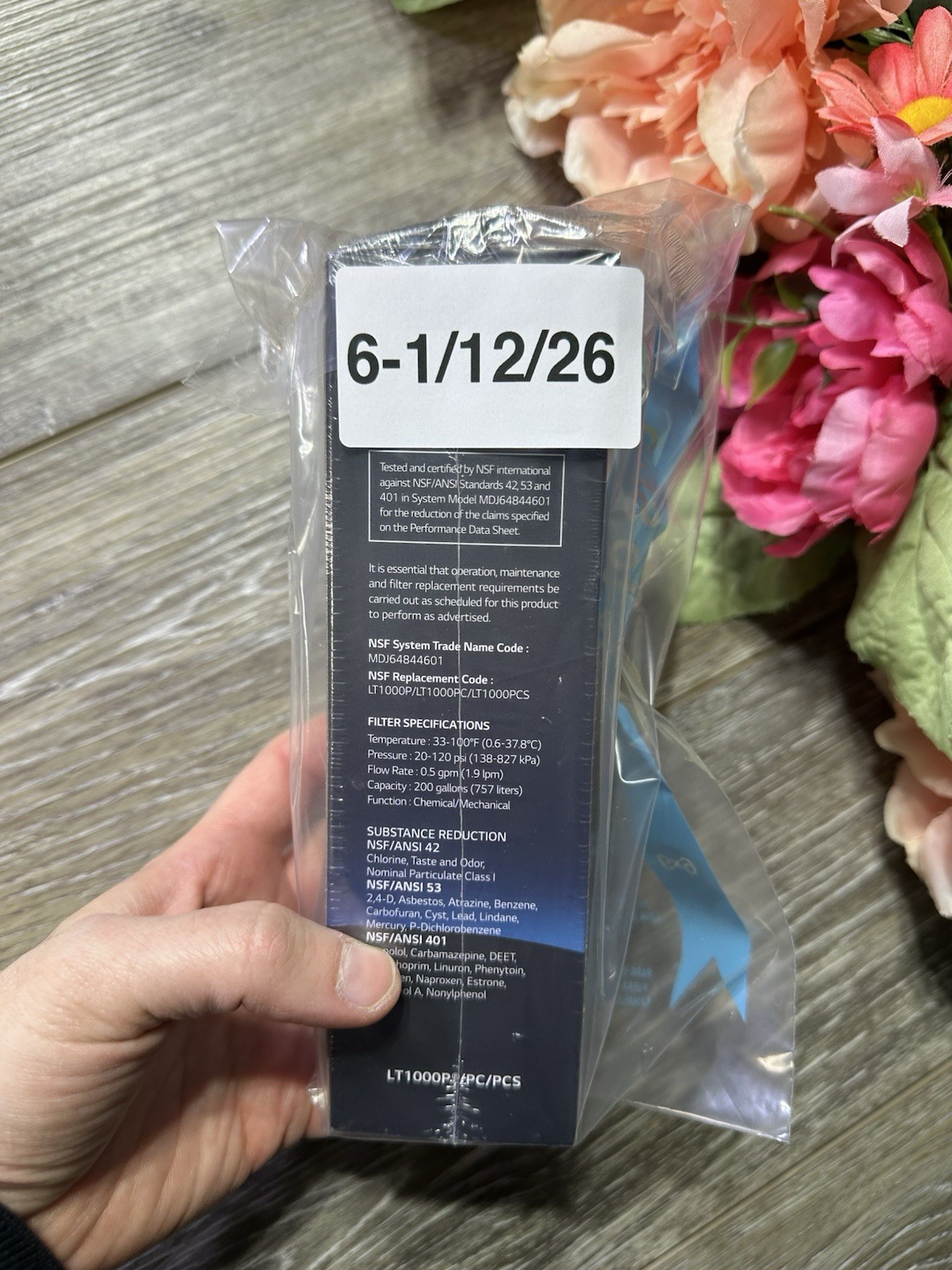 LG Water Filter Replacement Cartridge LT1000P 6 Month 200 Gallon Capacity Sealed