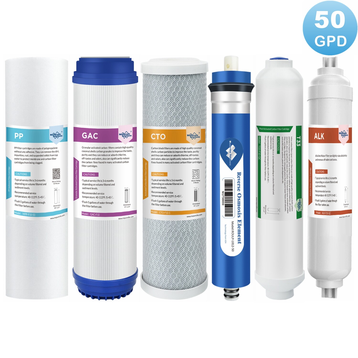 3/4/5/6 Stage Under Sink Reverse Osmosis System 50G RO Membrane Water Filter Set