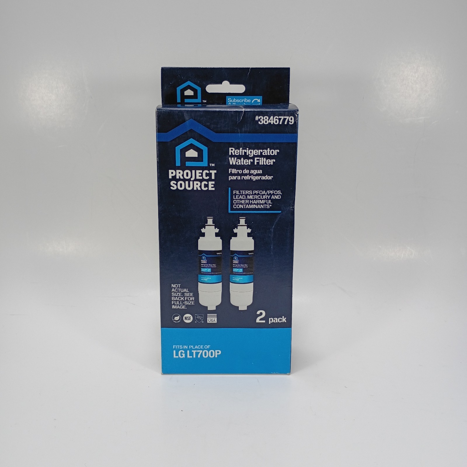Project Source 3846779 Refrigerator Water Filter 2 Pack Replaces LG LT700P
