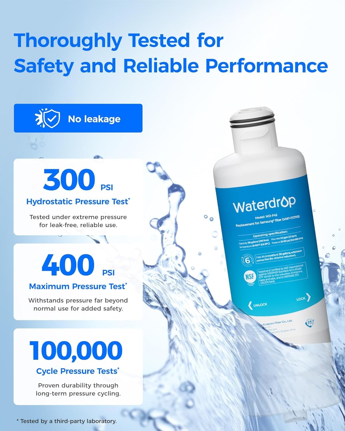 Waterdrop DA97-17376B Replacement for Samsung Refrigerator Water Filter, 4 pack