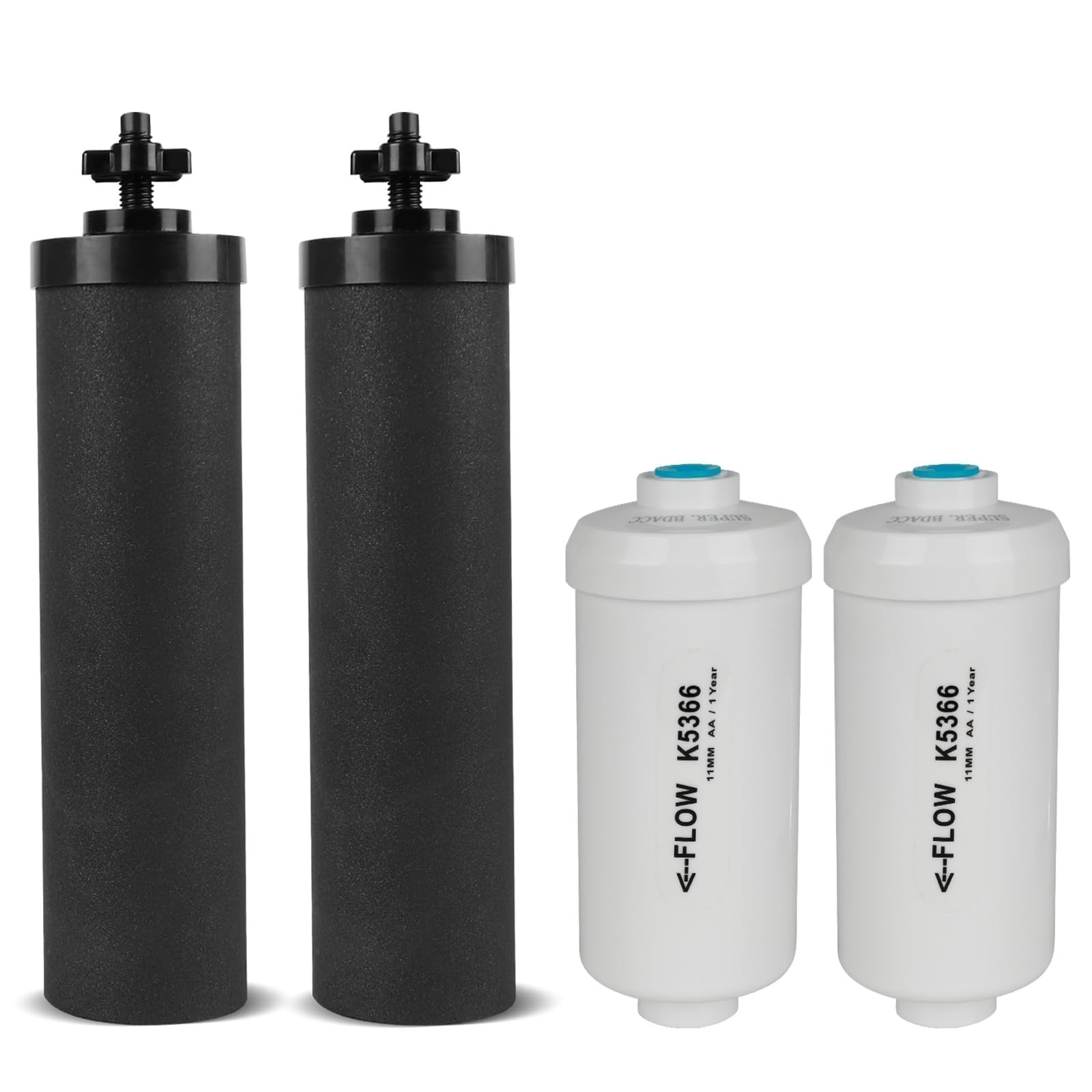 Gravity Water Filter Replacement Combo Pack – Black Carbon & Fluoride Filters, 4