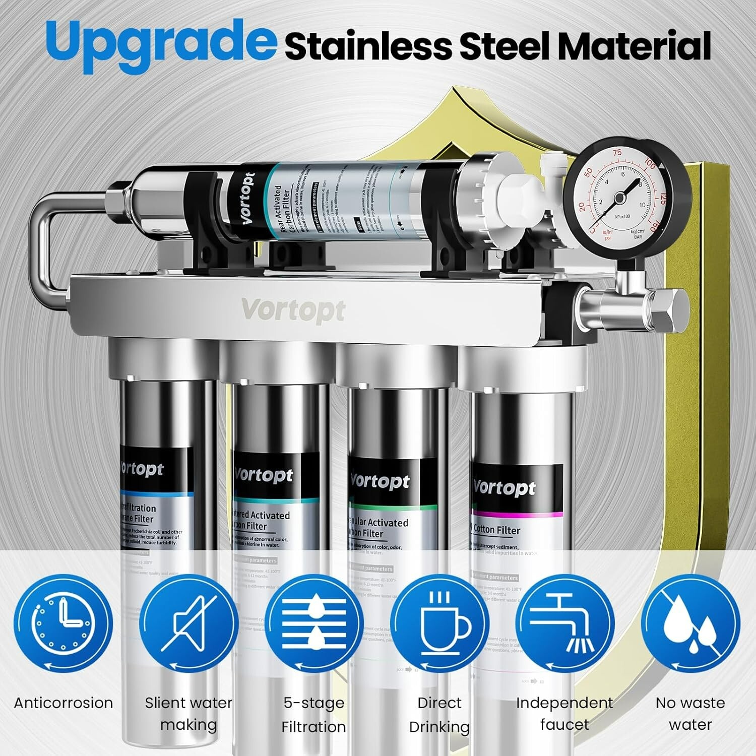 Under Sink Water Filtration System-NSF&CEC Certified,Stainless Steel Water Filte