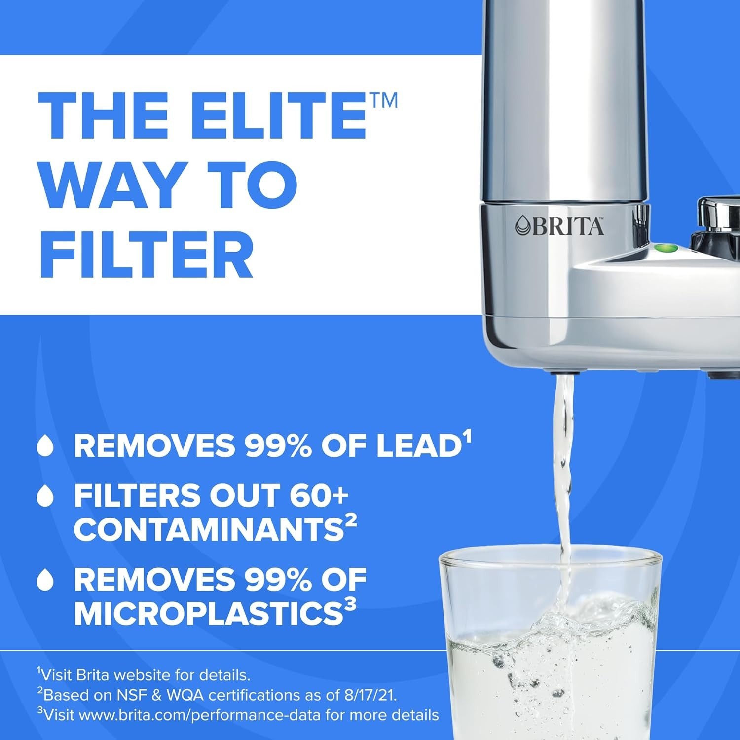 Brita Faucet Mount Water Filter System Chrome, No-Wait Filtration, Easy Install