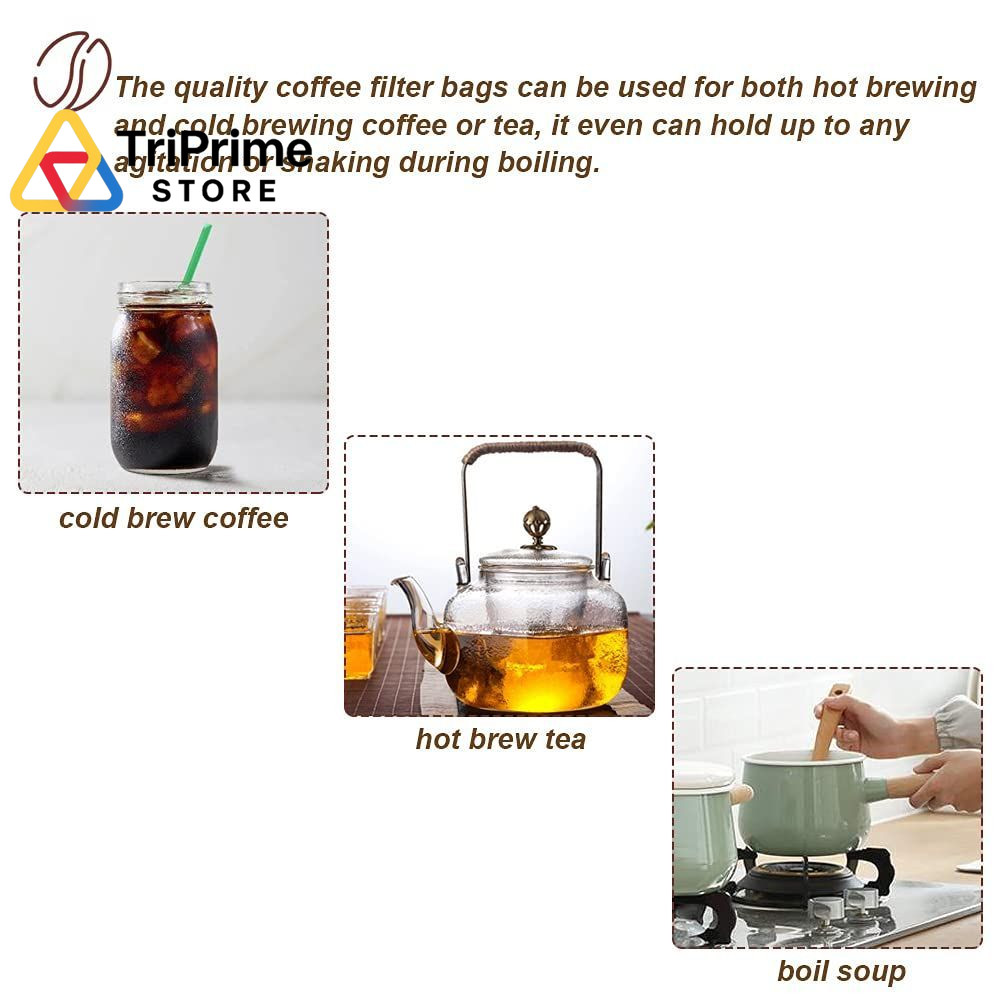 50pcs No Mess Large Cold Brew Bags, 8×12 inch Disposable inch, White