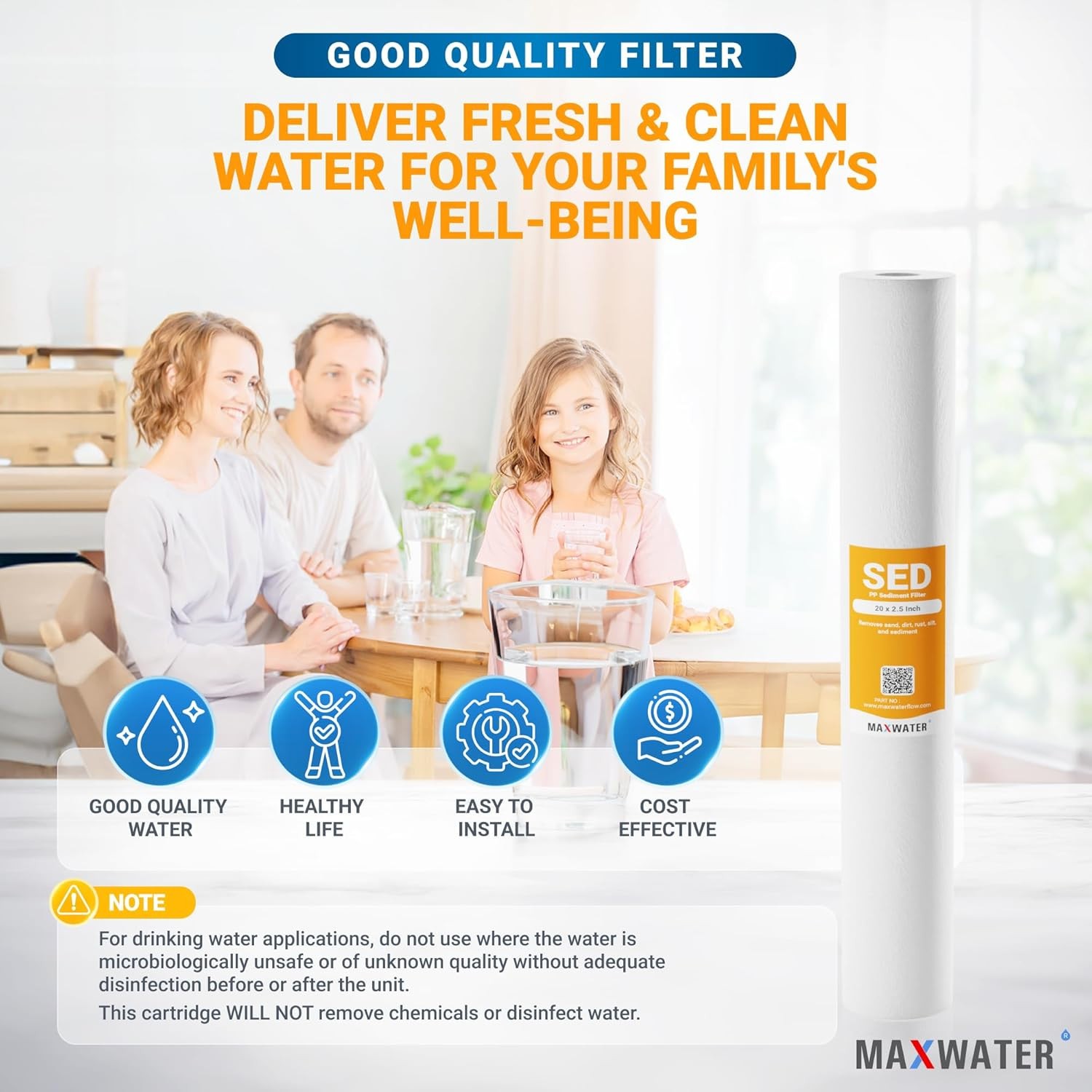 Max Water Slim Blue 5 Micron 20 inch x 2.5 inch Whole House Melt-Blown (12 Pack)