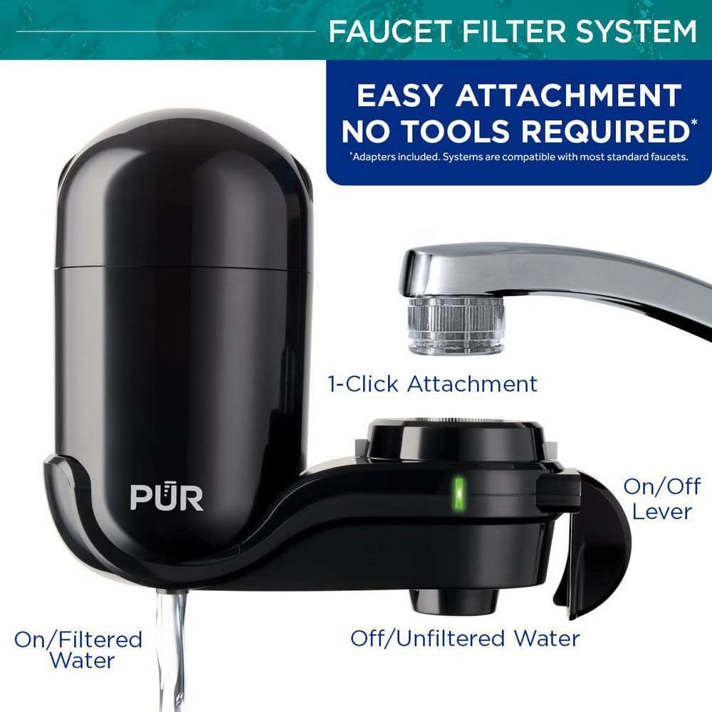PUR PLUS Faucet Mount Filtration System, Black