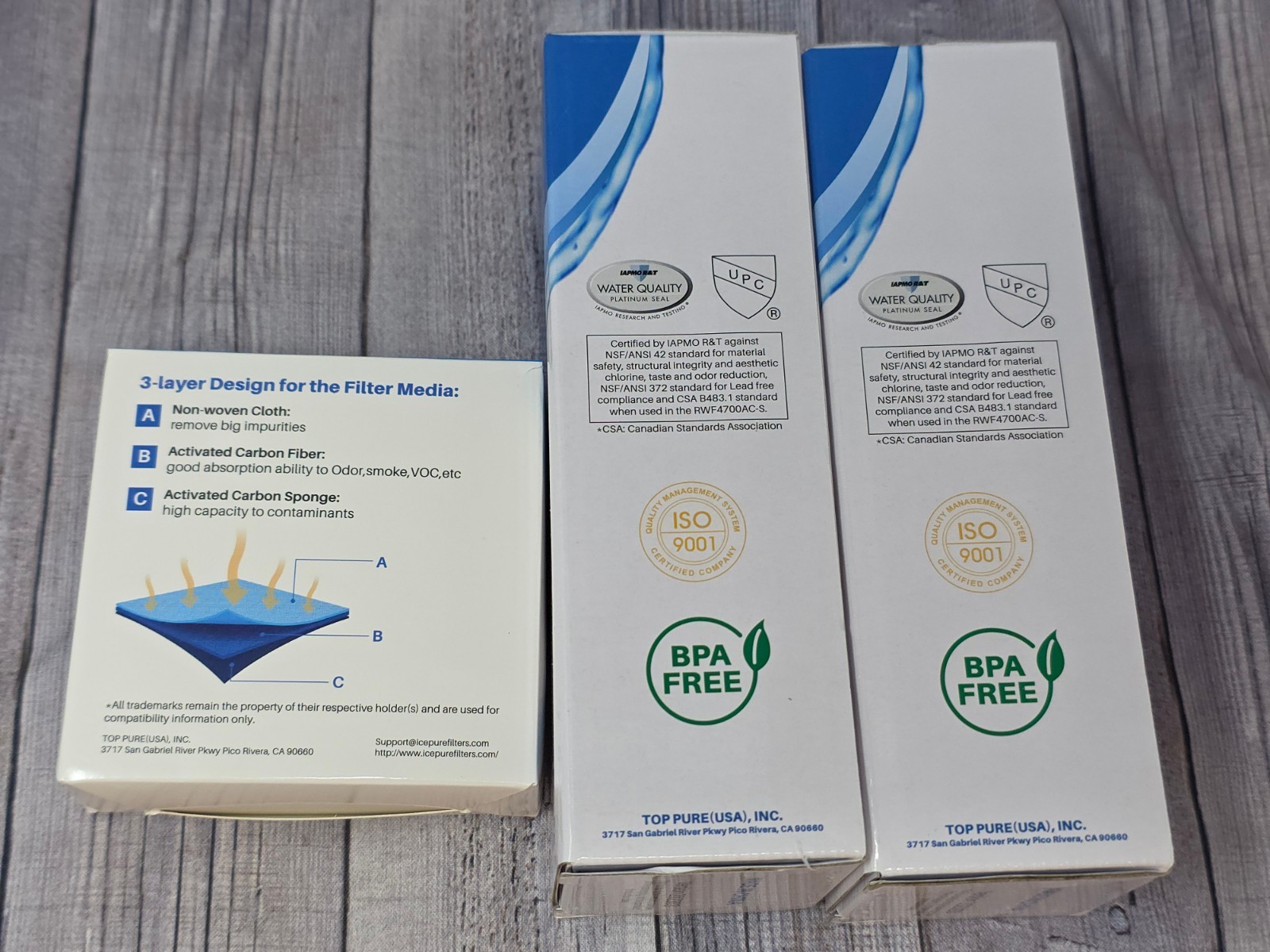 Icepure RWF4700AC Water Filter 2 Pack And AF004 Carbon Air Filter 3 Pack NEW