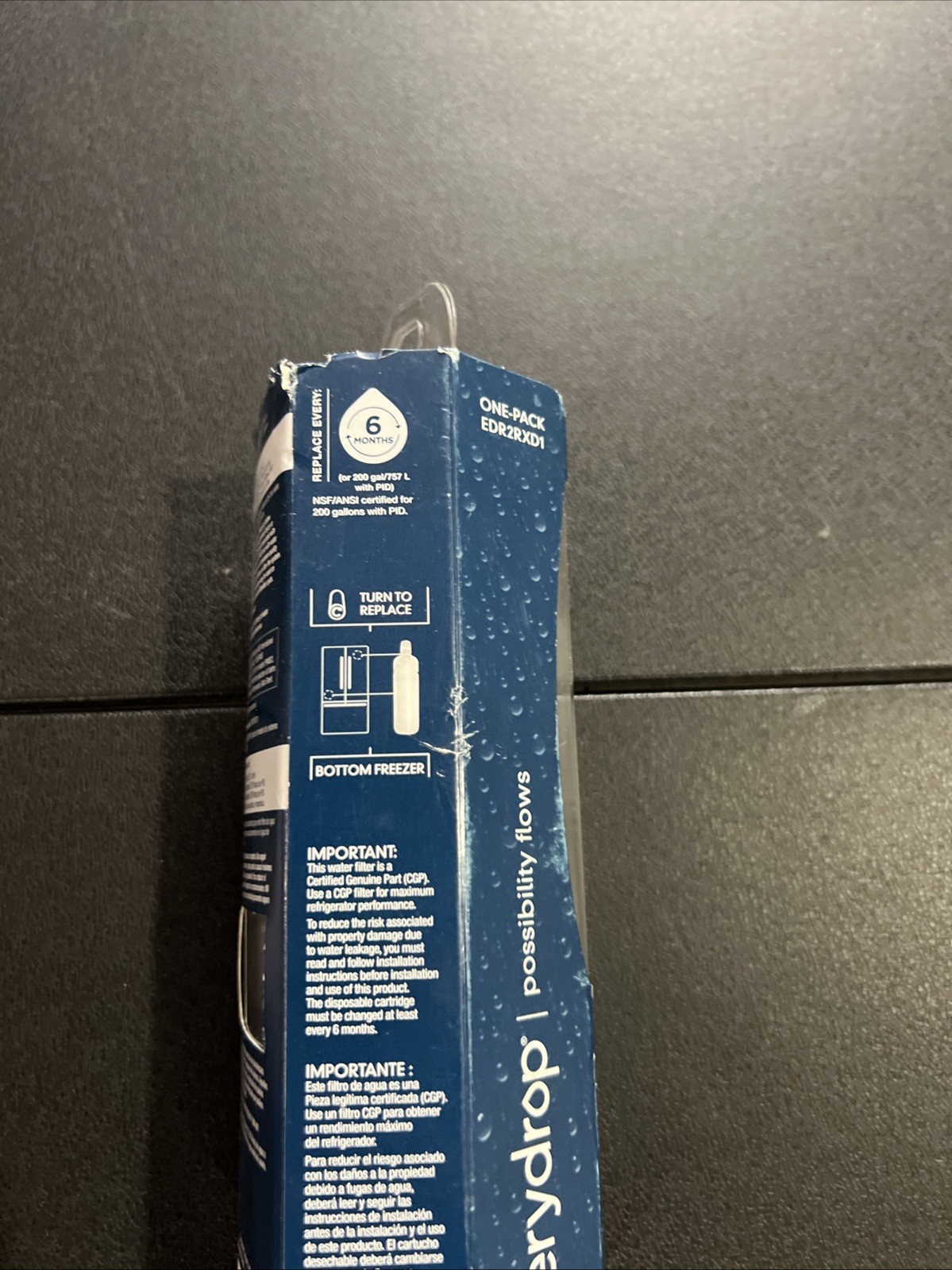 EveryDrop 2 Ice And Water Refrigerator Water Filter ΕDR2RXD1 White Orange New