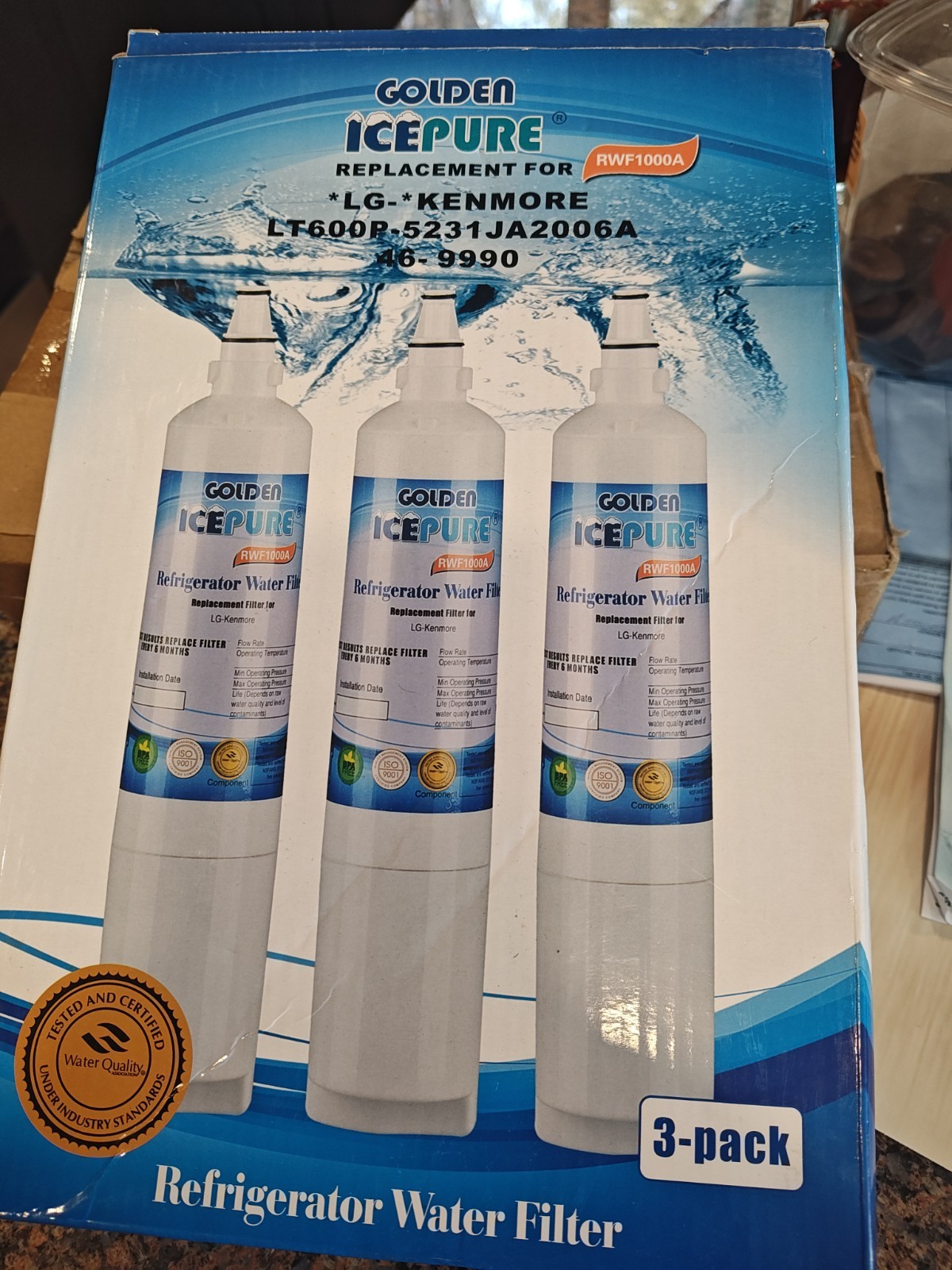 GOLDEN ICEPURE 5231JA2005A Replacement for LG LT600P, 469990, RFC1000A, 3PACK