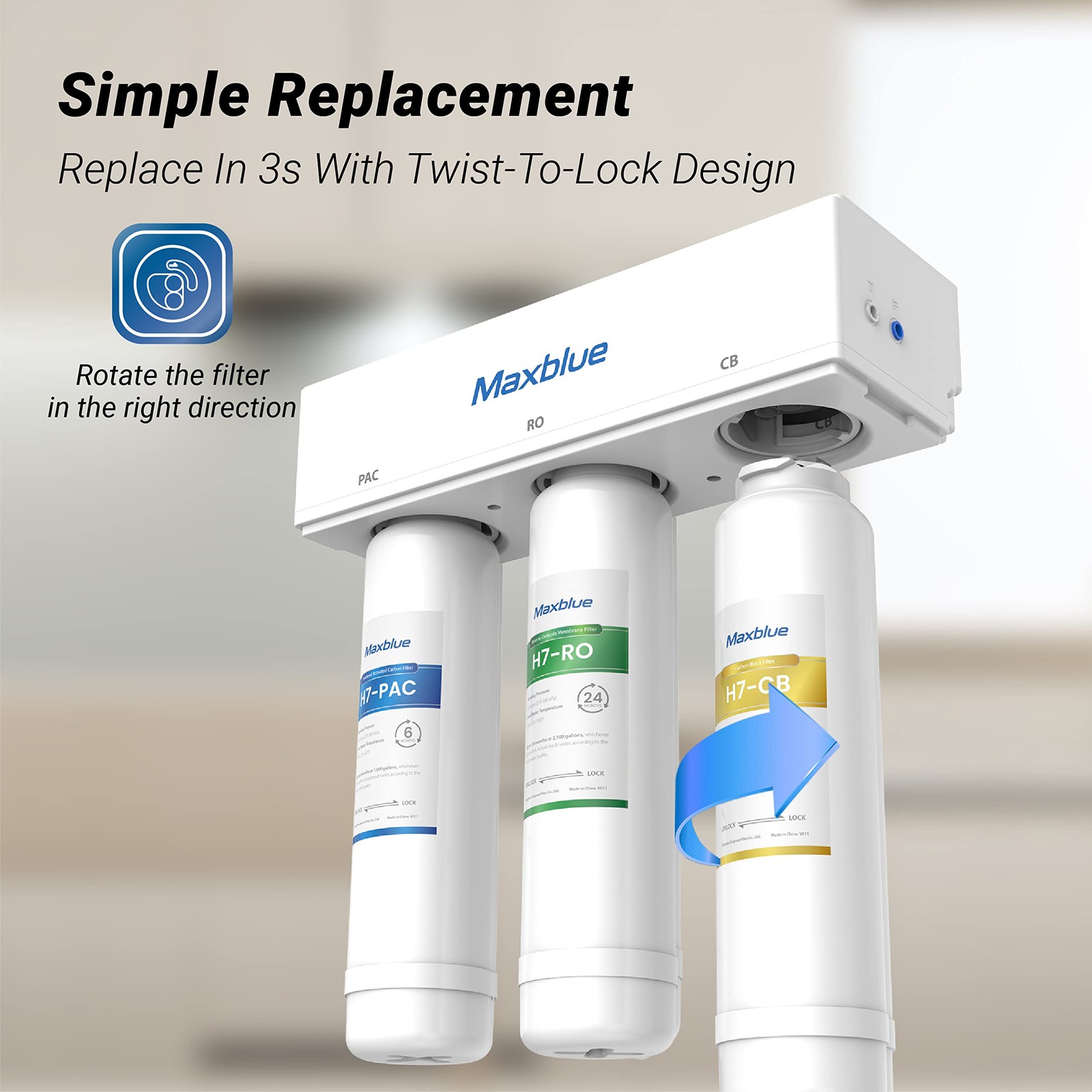 MB-H7-CB Filter, 1-year Lifetime, Replacement for MB-H7 Reverse Osmosis System