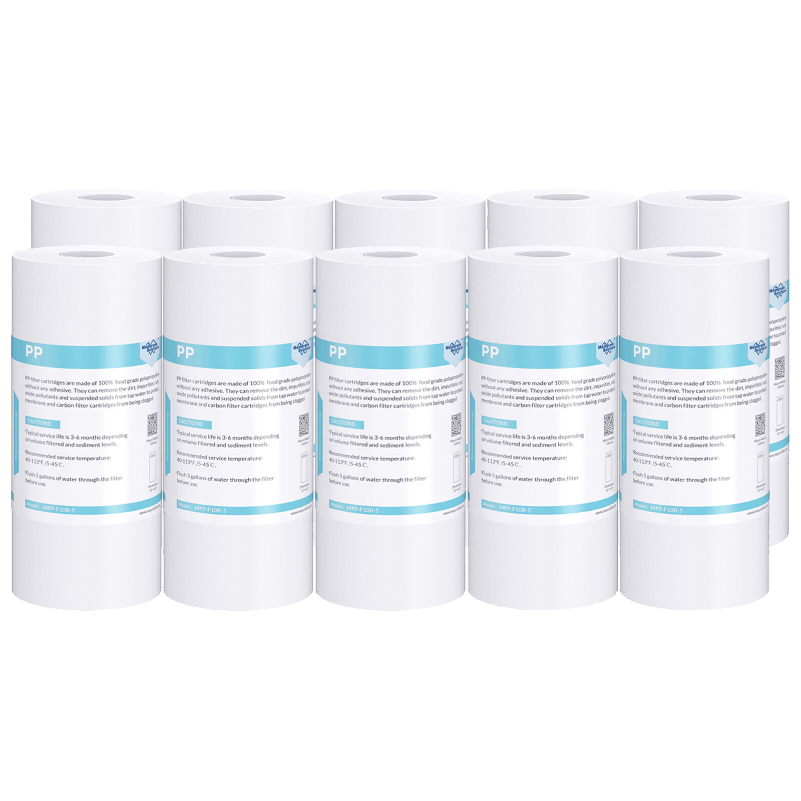 5 Micron 10″x4.5″ Big Blue Sediment Water Filter Whole House Cartridges 10 Pack