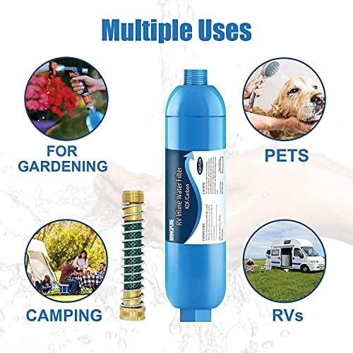 4 Packs of RV Inline/Marine Water Filter With Flexible Hose Protector, NSF Certi