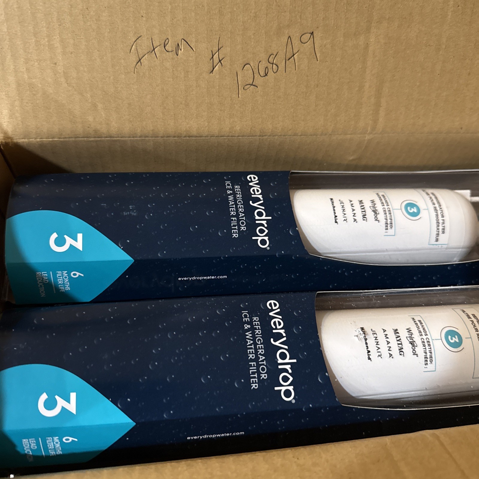 Whirlpool, Maytag, Amana, Jennair, Kitchen Aid Everdrop Pack Of 2 #3 filters.