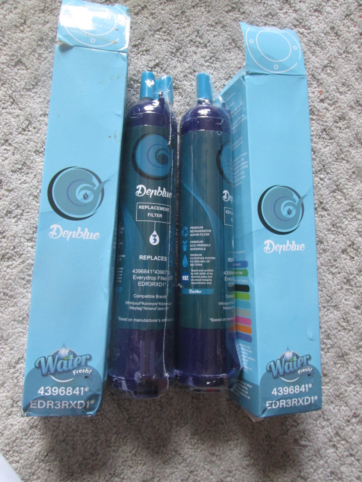 2 DENBLUE REFRIGERATOR Replacement WATER ICE FILTER 3 4396841 4396871 EDR3RXD1