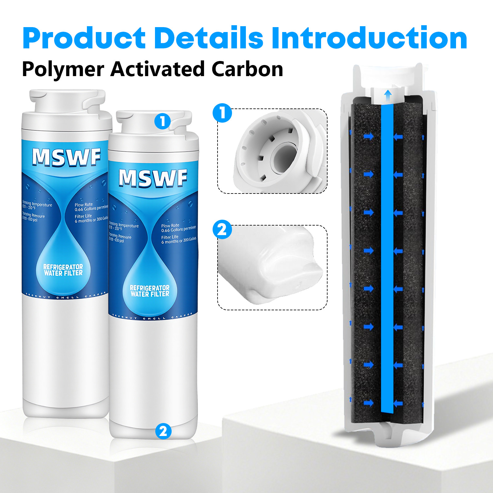 6-Pack MSWF Water Filter Compatible with GE 101820A, 101821B, RWF1500A,MSWFDS