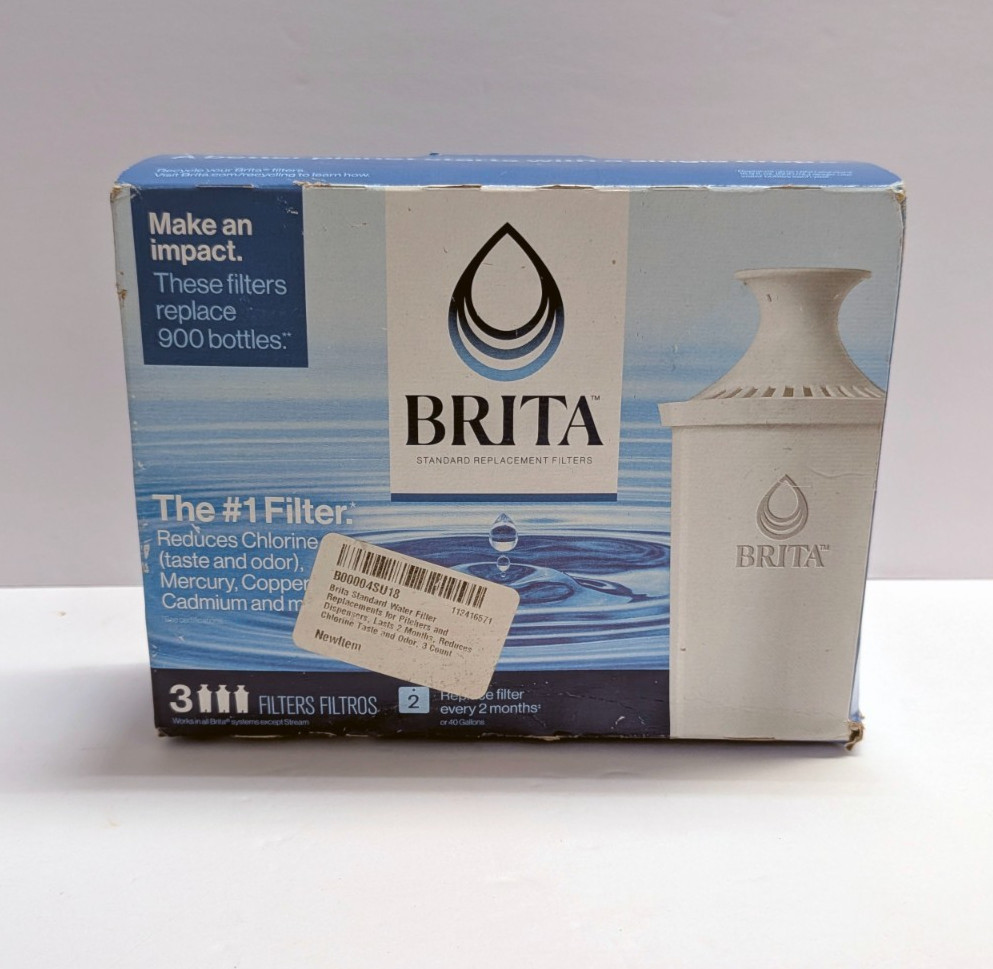 Brita Standard Water Replacement Filters for Pitchers and Dispensers – 3 Filters