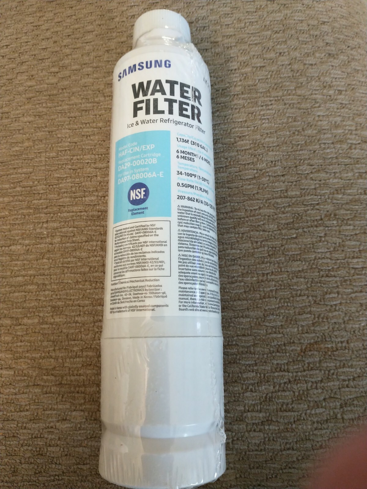 Samsung Electronics HAFCIN Samsung HAF-CIN/EXP Refrigerator Water Filter