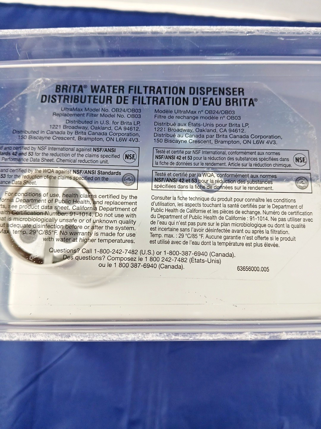 Brita Extra Large 27-Cup UltraMax Filtered Water Dispenser Gray Open Box