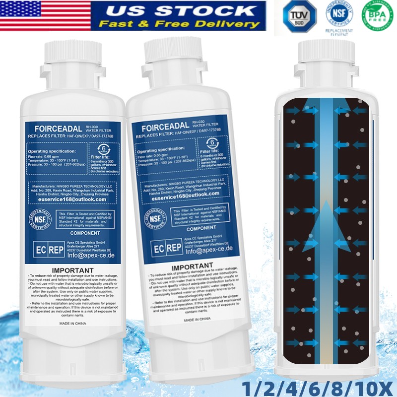 4/6/8/10X For Samsung DA97-17376B HAF-QIN/EXP Refrigerator Water Filter White