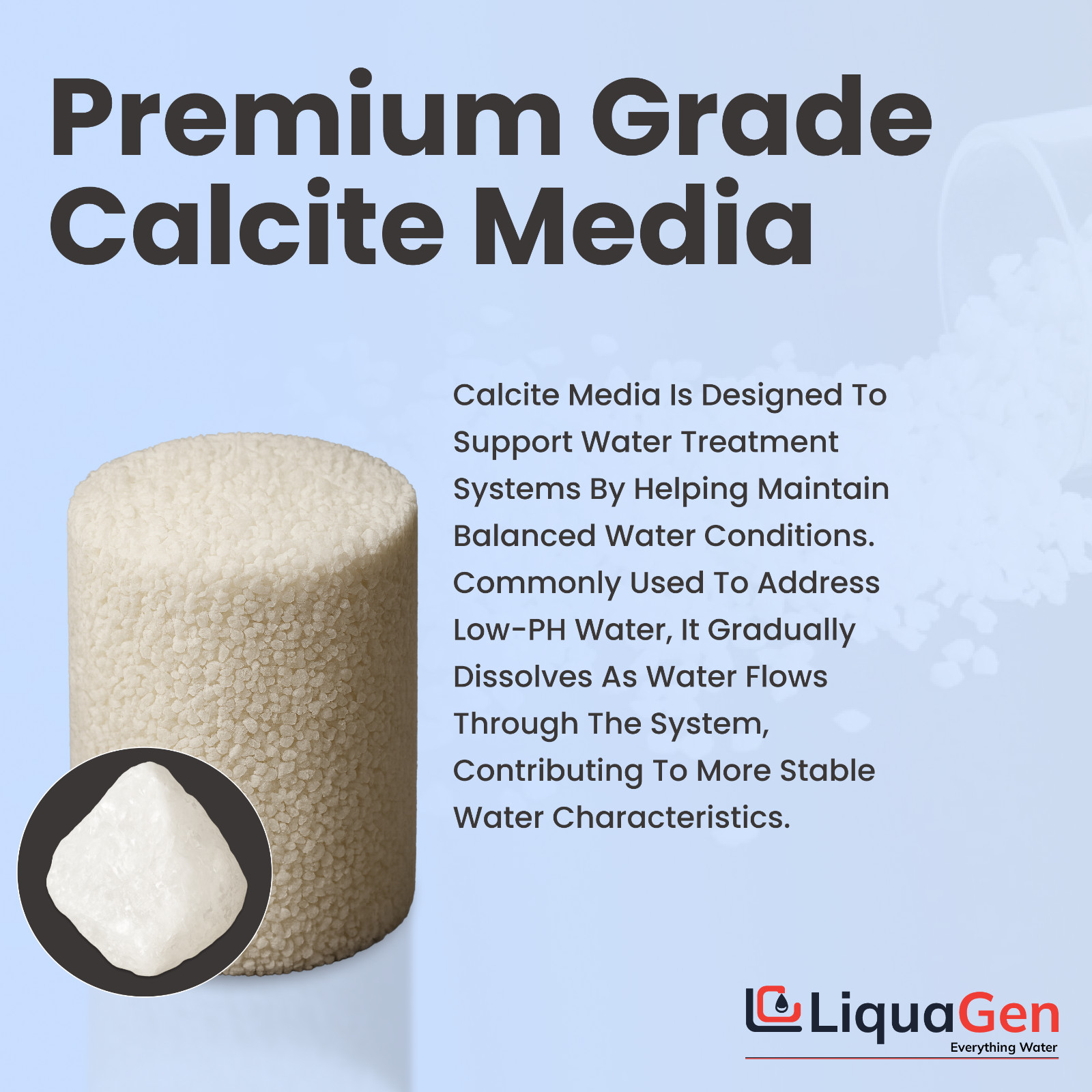 LiquaGen Calcite pH Neutralizer Media for Well Water Systems – Acid Neutralizing
