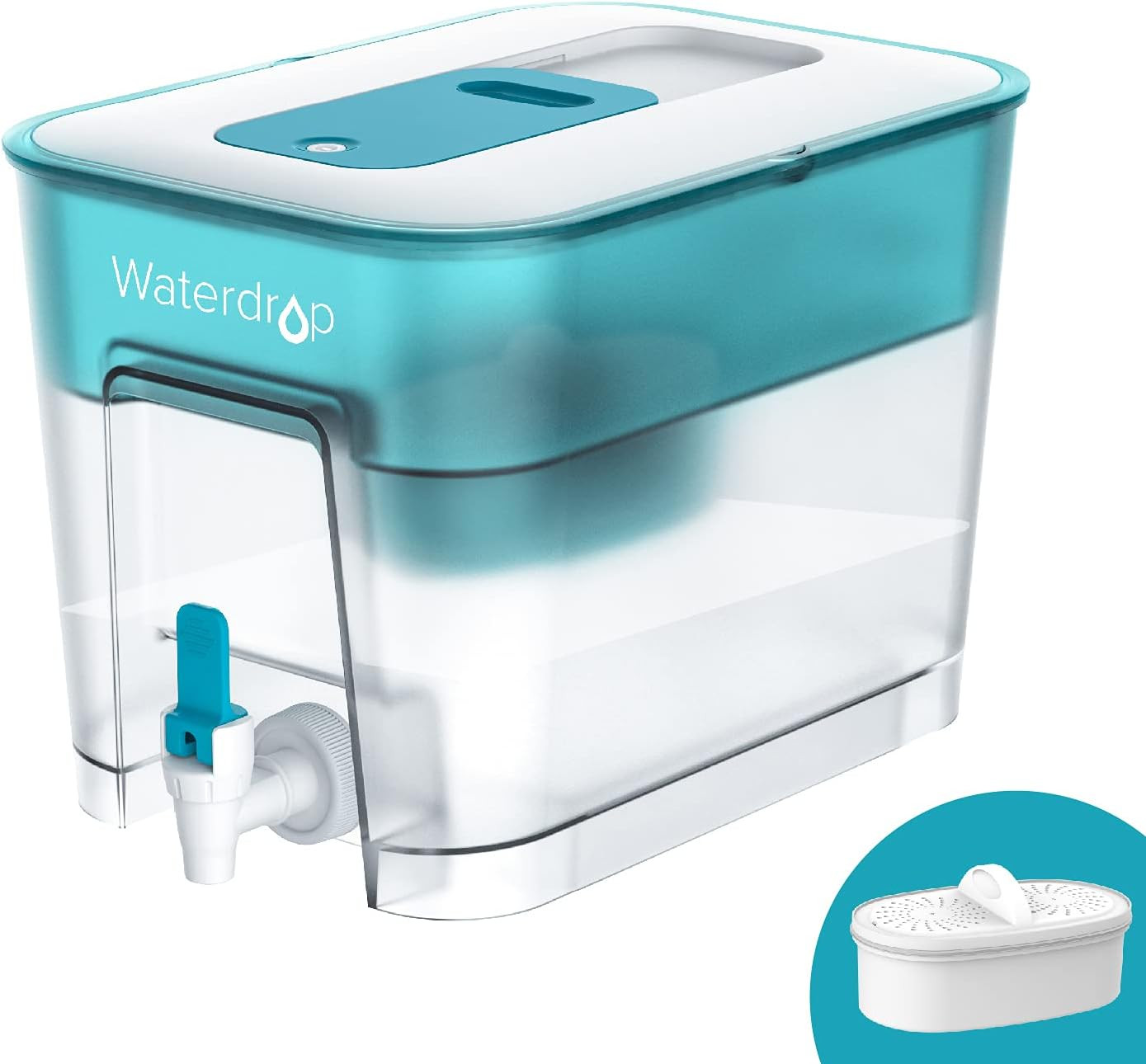 WFD-22L-DF Water Filter Dispenser, 40-Cup Water Purifier, 2 Built-In Filters, 8X