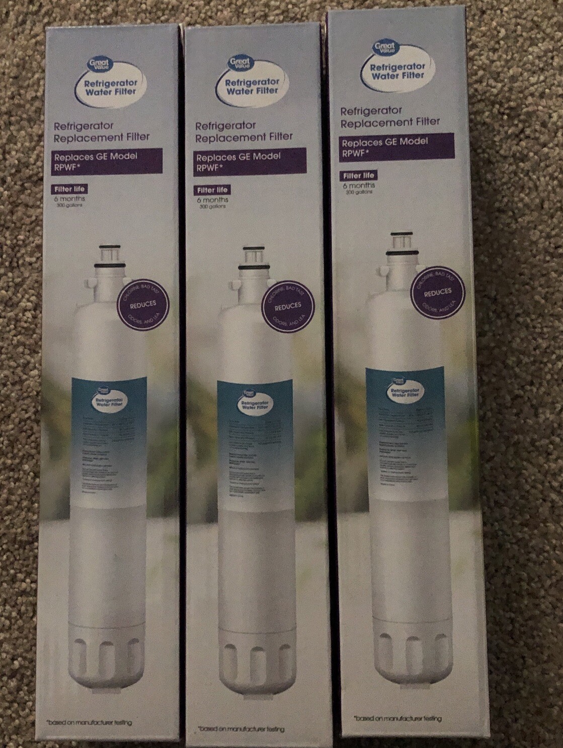 (3) Great Value Refrigerator Water Filter Replaces Ge Model RPWF 6months 300 gal