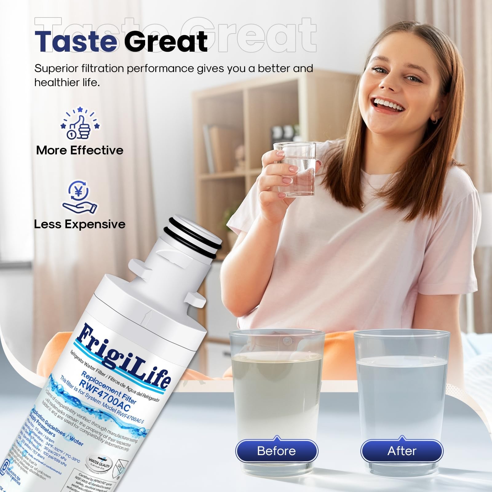Replacement Refrigerator Water Filter 3-Pack for LG Kenmore LT1000P 9980 RWF4700