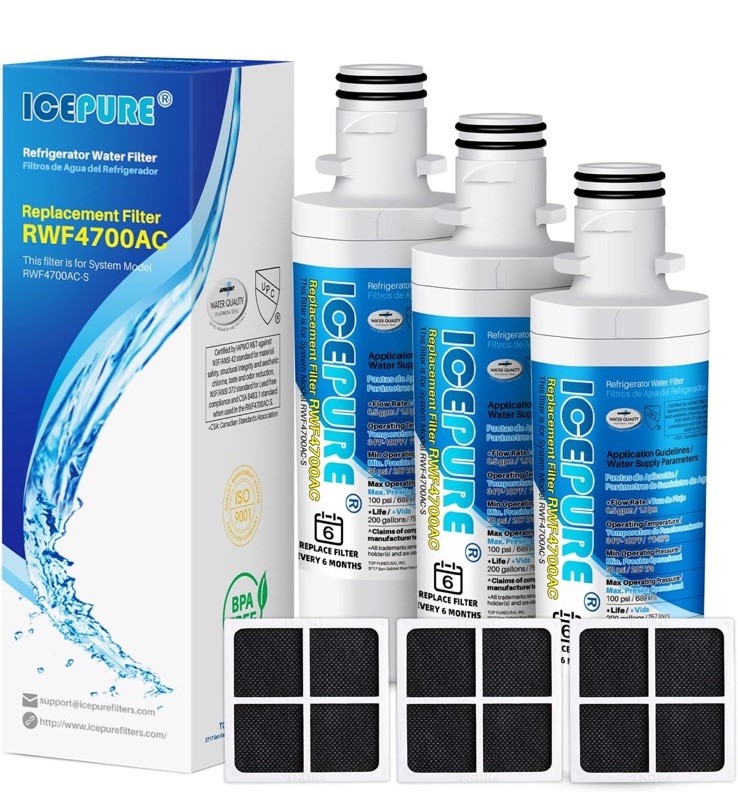 ICEPURE LT1000PC Kenmore 9980 Water & Air Filter combo 3 each RWF4700AC & AF004