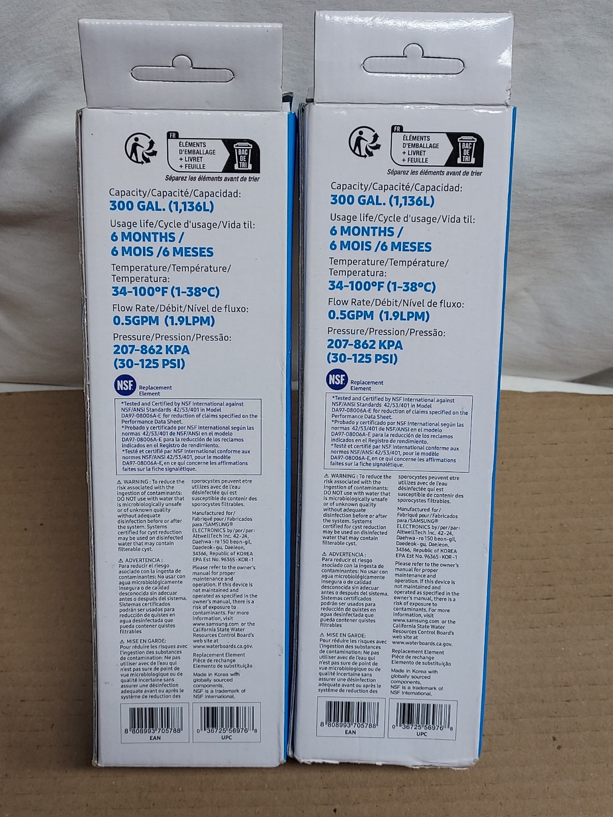 Samsung Refrigerator Water Filter 2pk HAF-CIN/EXP DA29-00020B DA97-08006A-E