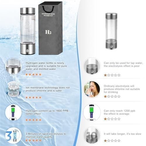 2026 Upgraded Hydrogen Water Bottle, 2400 Hydrogen Water Bottle Generator, Hydro