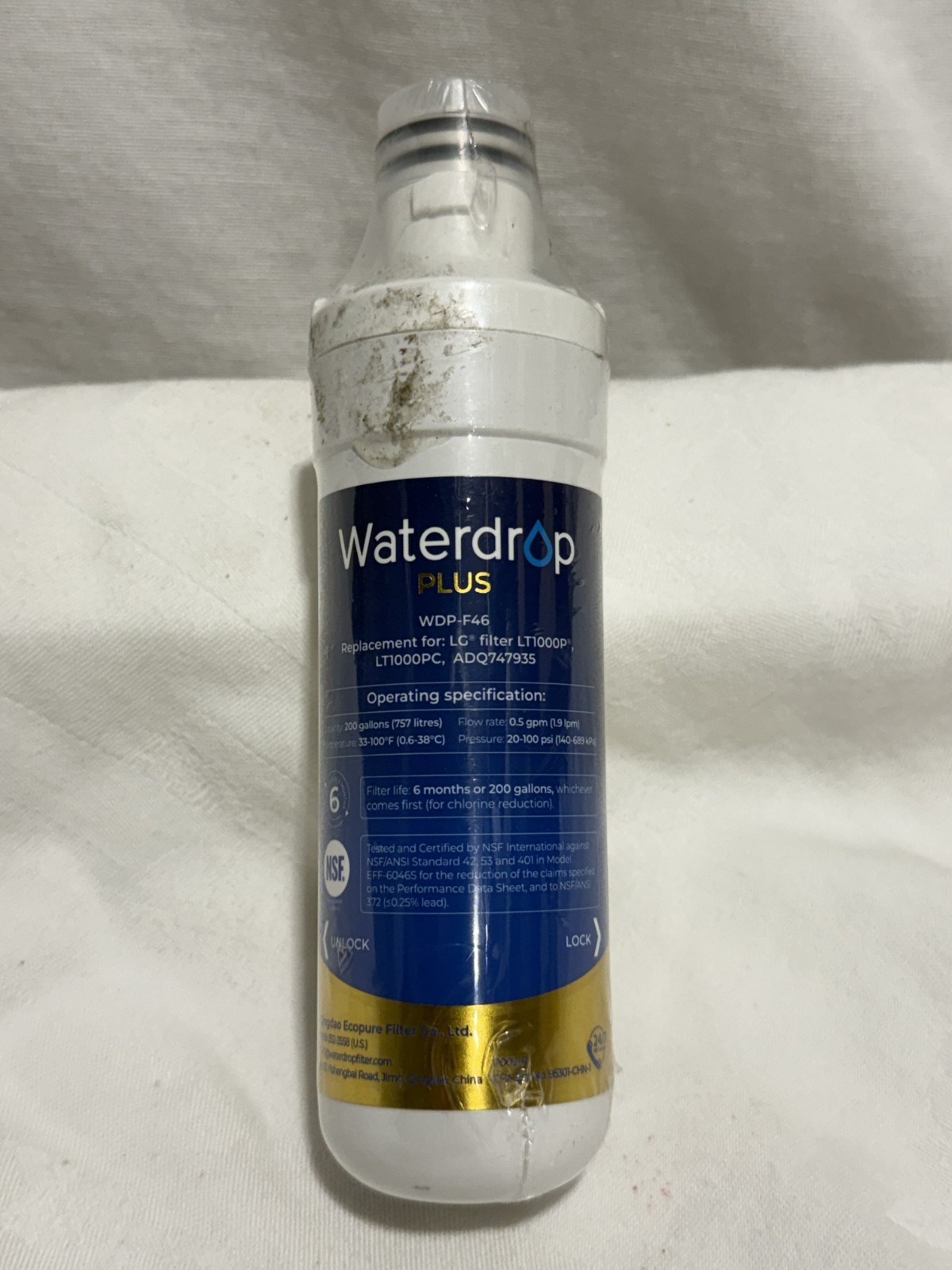 WDP-F46 Water Drop Plus Replacement Filter Fit LG LT1000P NEW SEALED PACKAGE