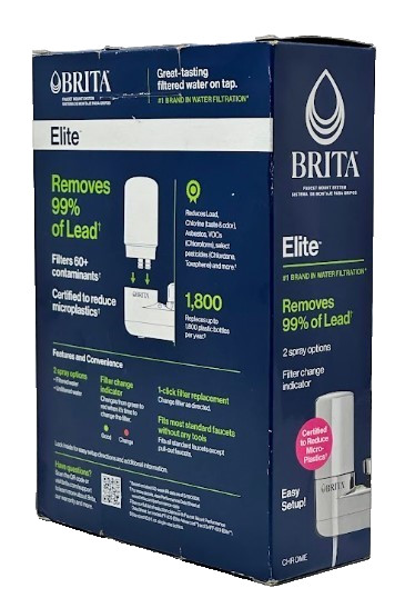 Brita Elite Faucet Mount Water Filter System Chrome | Removes 99% of Lead