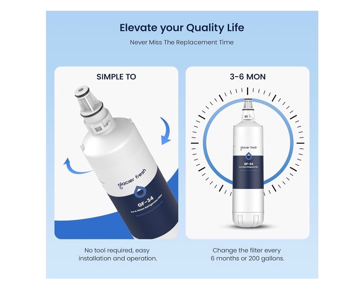 2 PACK GLACIER FRESH for 7012333 Ice Maker Water Filter Sub-Zero GF-34