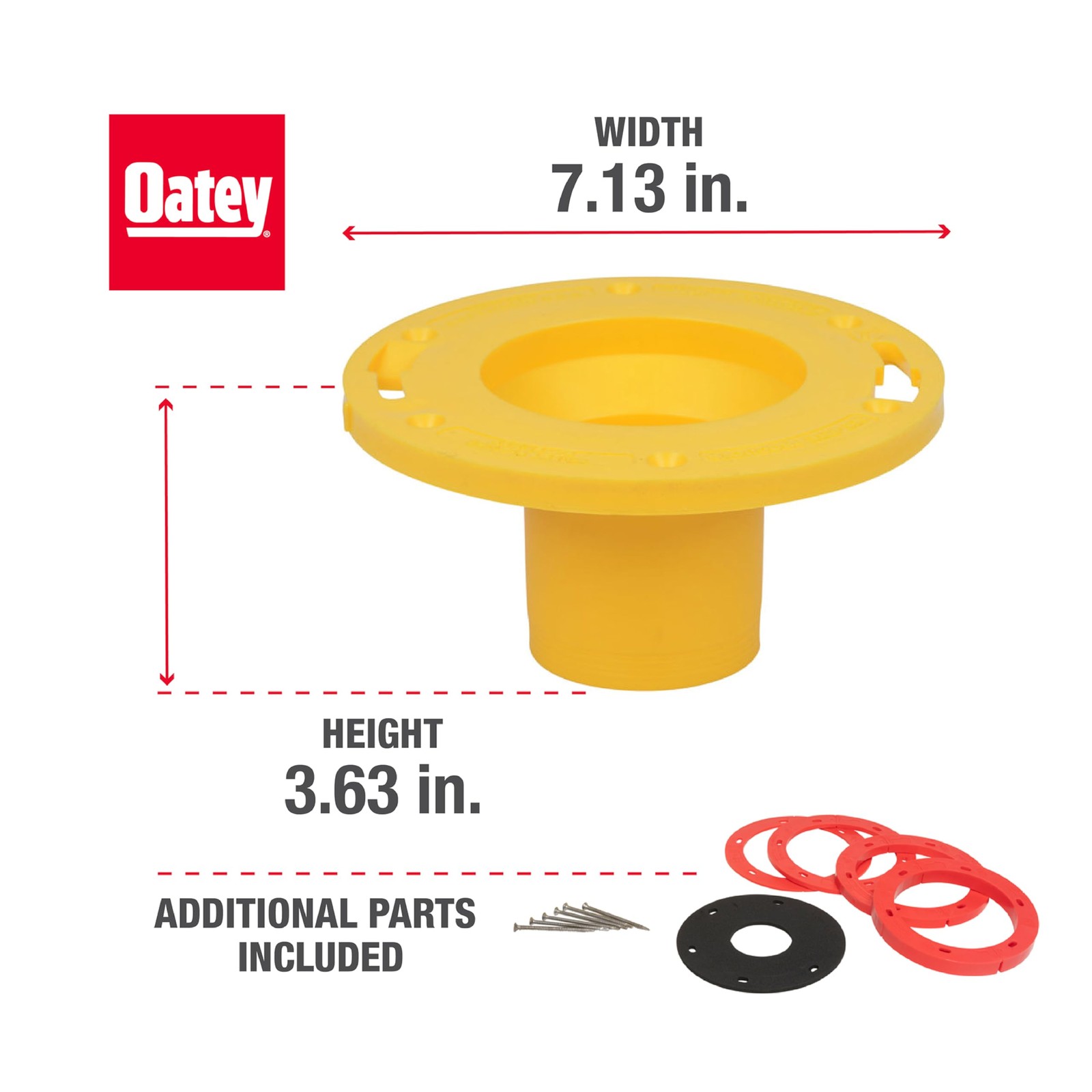 Toilet Flange Extender Kit 1/4- 1 5/8 in,Red and Yellow