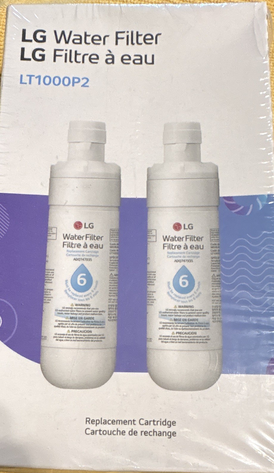 LG LT1000P2 Water Filter 2-Pack Carbon/Charcoal Cyst Reduction 6 Month