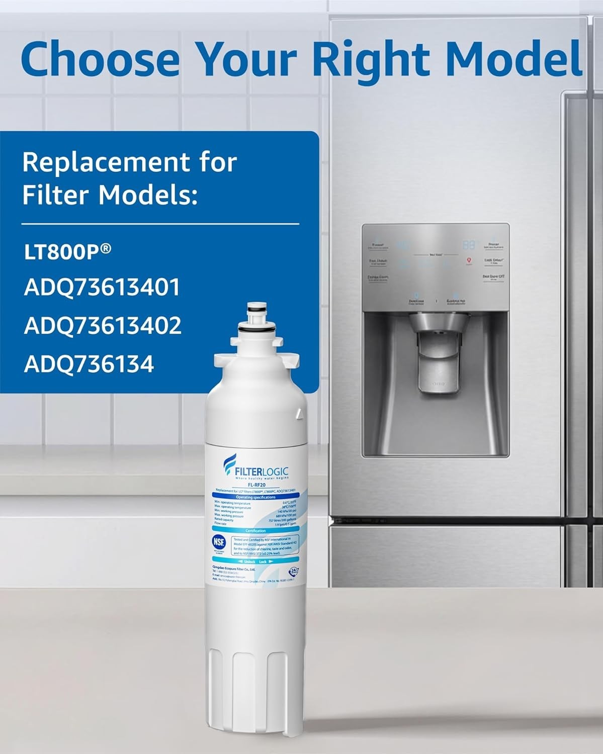 Refrigerator Water Filter Replacement for LG LSXS26326S ADQ73613401 Pack of 3
