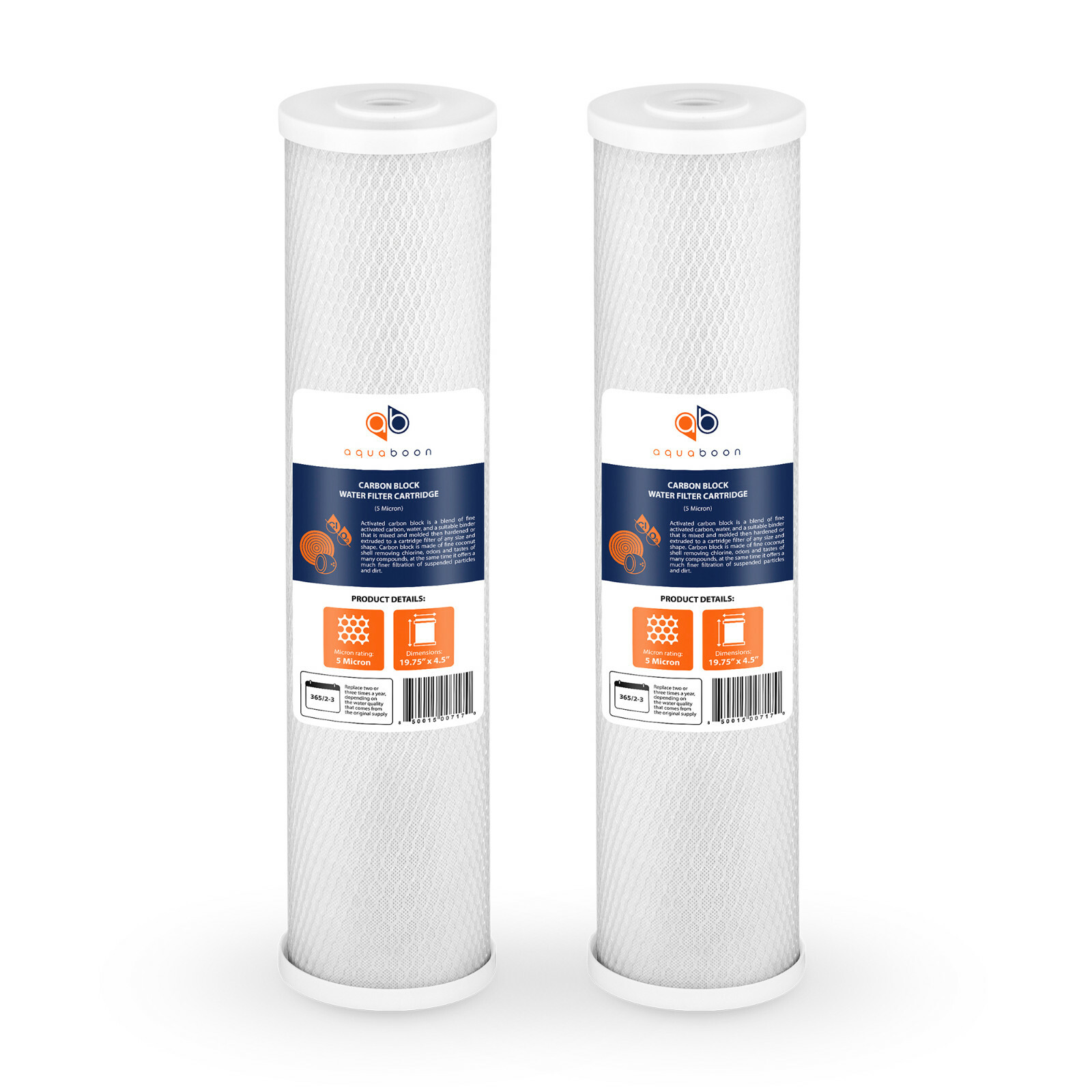 2PK of Aquaboon Big Blue 5µm Coconut Shell Carbon Block Water Filter 20″x4.5″
