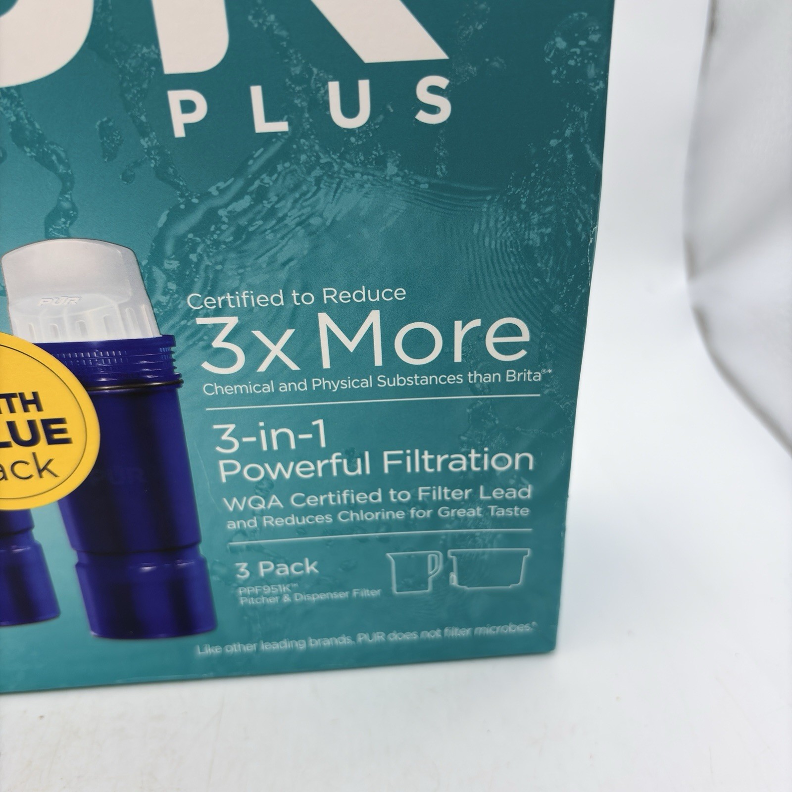 PUR PLUS 3 Count Water Filter Pitcher Replacement NSF Certified Lead Reduction