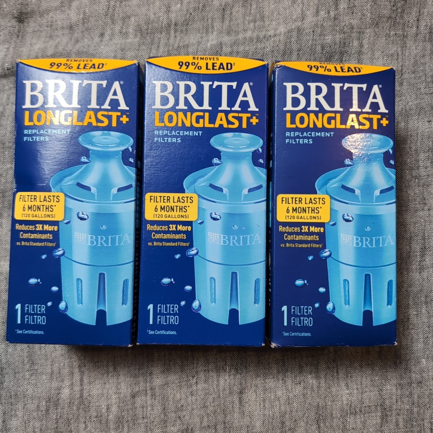 3-Pack BRITA LONGLAST Replacement Filter 6 Month (NEW FACTORY SEALED IN BOX)
