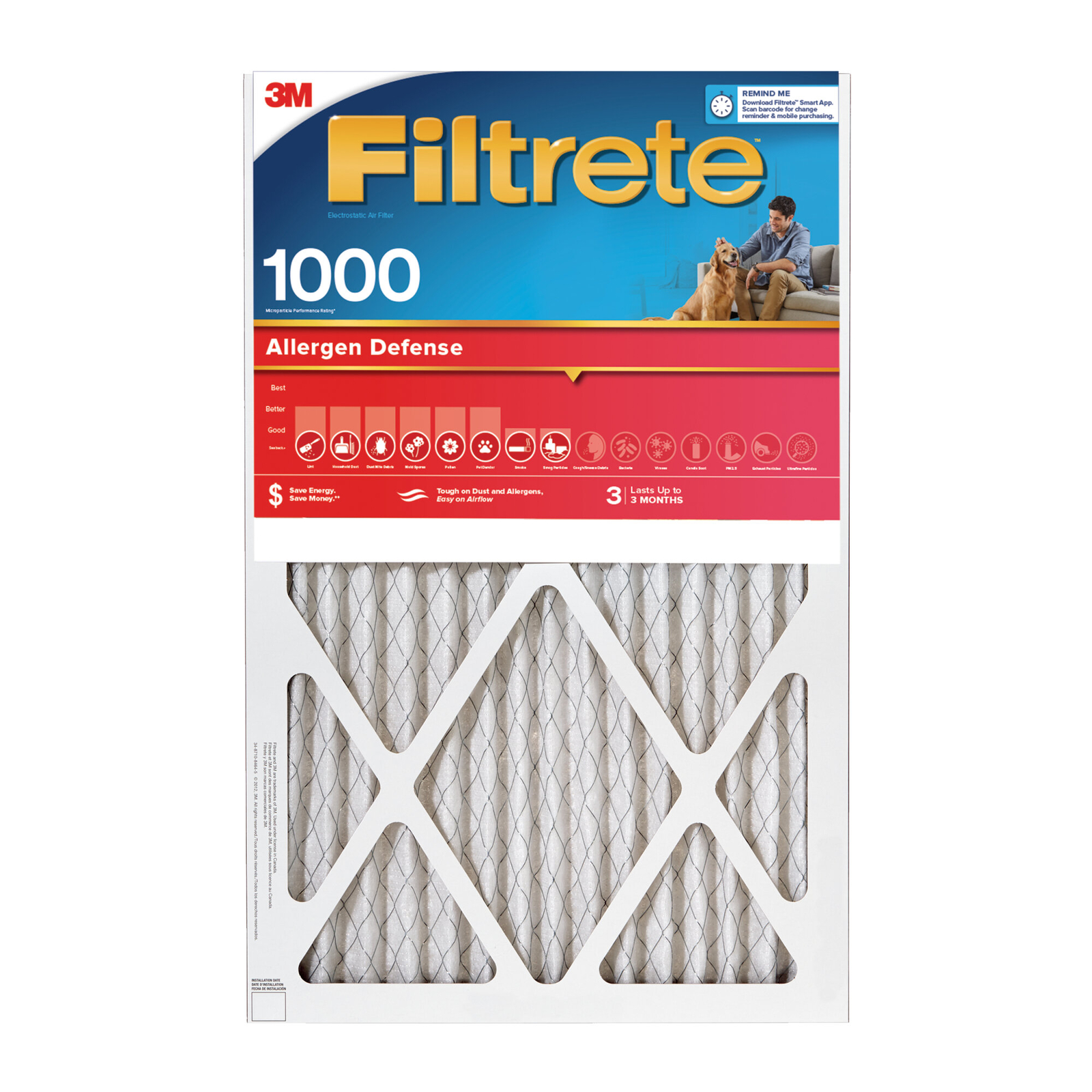 Filtrete Allergen Reduction Deep Pleat Filter NADP01-4IN-4, 16 in x 25in x 4 in
