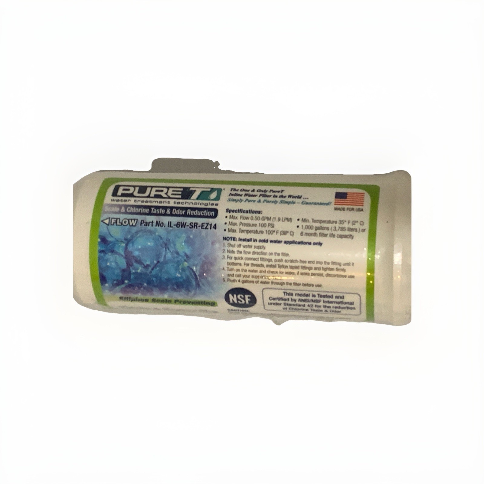 PureT IL-6W-C-EZ38, 6″x2″ (3/8″ EZ Connect) Inline Post GAC Carbon Filter -…